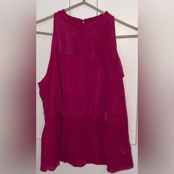 Y2K Chiffon Layered Fuchsia Top size Petite XL - Picture 4 of 7